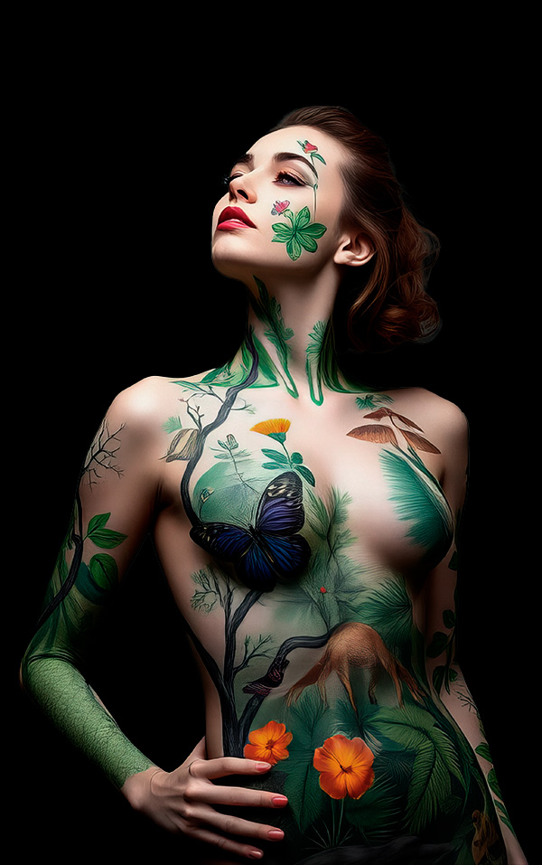 Mujer Pintada De Naturaleza